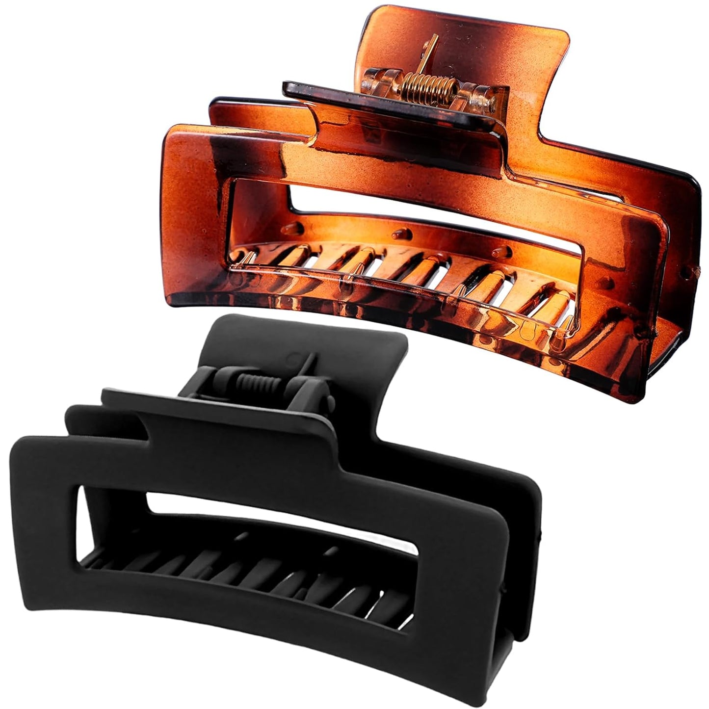 2 Pieces Square Claw Clips 3.5 Inch Matte Non-slip Hair Clamps Medium Hair Claw Clips Fashion Strong Hold Banana Clip Thick Thin Hairs Styling Accessories for Women Girls