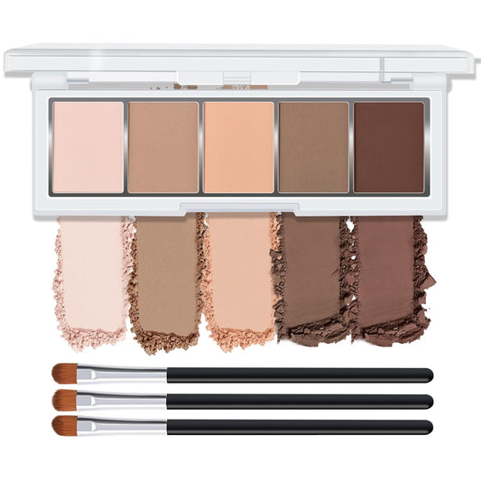 KYDA 5 Colors Matte Brown Eyeshadow Palette, Neutral Nude Eyeshadow, All Matte Eyes Palette, High Pigment Pressed Powder Eye Makeup Gift for Women, Lasting Blendable Daily Eyes Shadow, EARTH