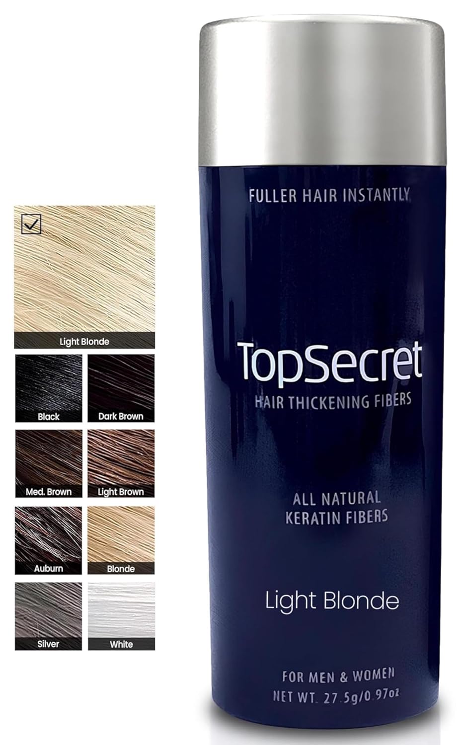 Top Secret Hair Thickening Building Fibers Refills - Undetectable & Natural Hair Filler - for Men & Women - Instantly Fill In Fine Thinning Hair - Weather & Sweat Resistant (Light Blonde, Large)