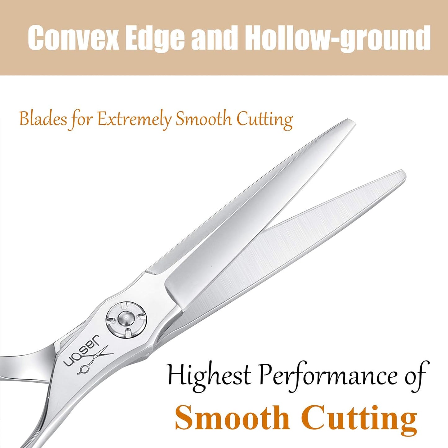 JASON 6" Hair Cutting Scissors with Ultimate Sharp Sword Blade, Professional Haircut Scissor Hair Trimming Shear for Barber, Hairdresser, Stylist, Women and Men, Japanese 440C Stainless Steel