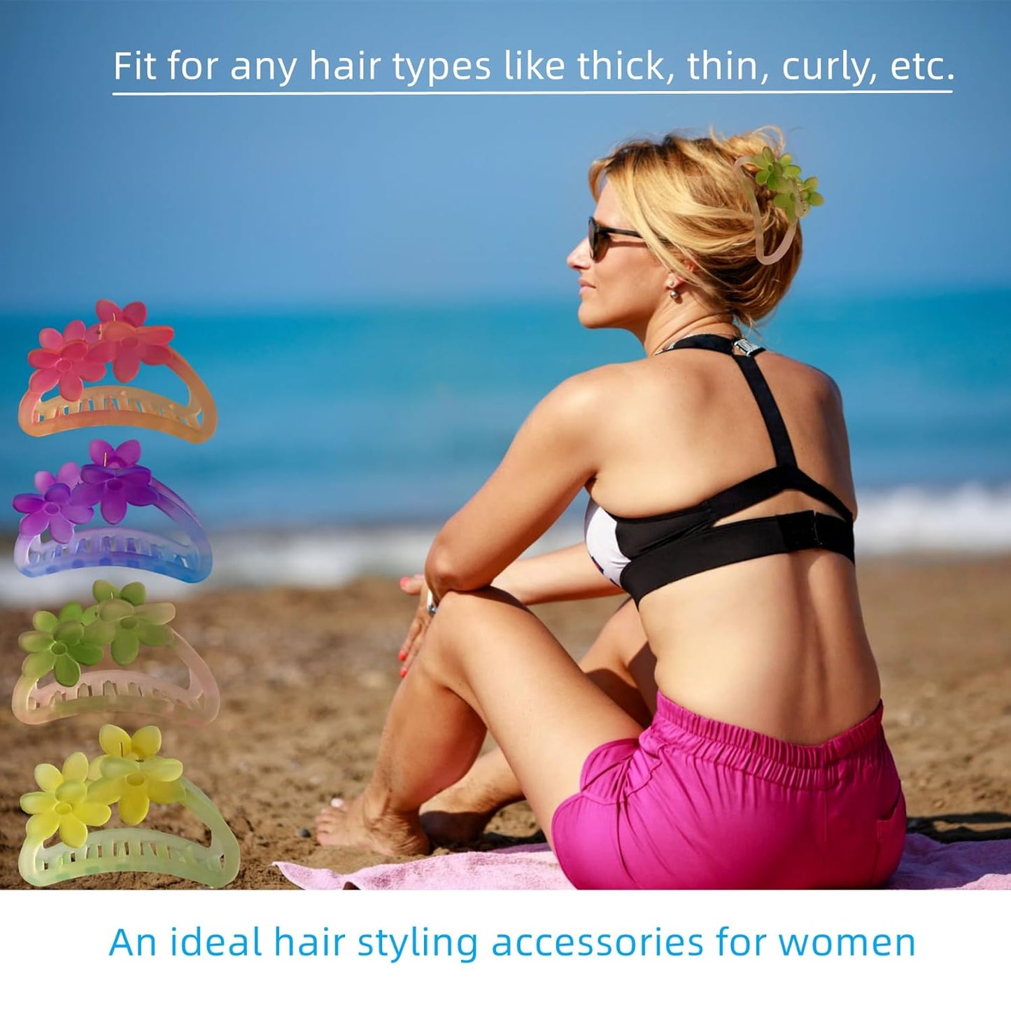 Hair Clip Claw Clips for Women and Girls, Non Slip Strong Hold Hair Clips for Thick Hair, Medium Hair 4 Colors