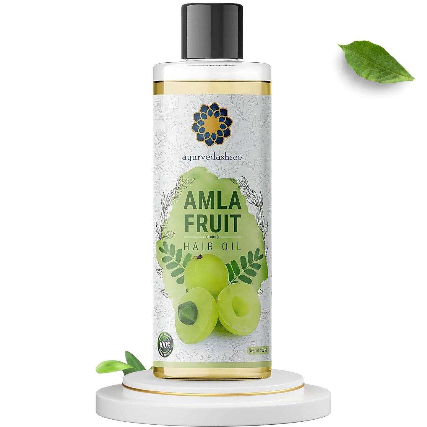 Amla Oil for Hair Growth with Bhringraj, Brahmi, Tulsi, Almond, Argan, Moringa & Clove Oils - 6.76 fl oz