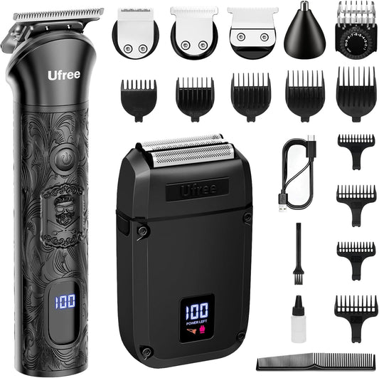 Ufree Beard Trimmer for Men, Foil Shaver Electric Razor, Shavers for Body Face Nose Ear, Cordless Hair Trimmer, Professional Hair Clippers, Mustache Grooming Kit Birthday Gifts for Men
