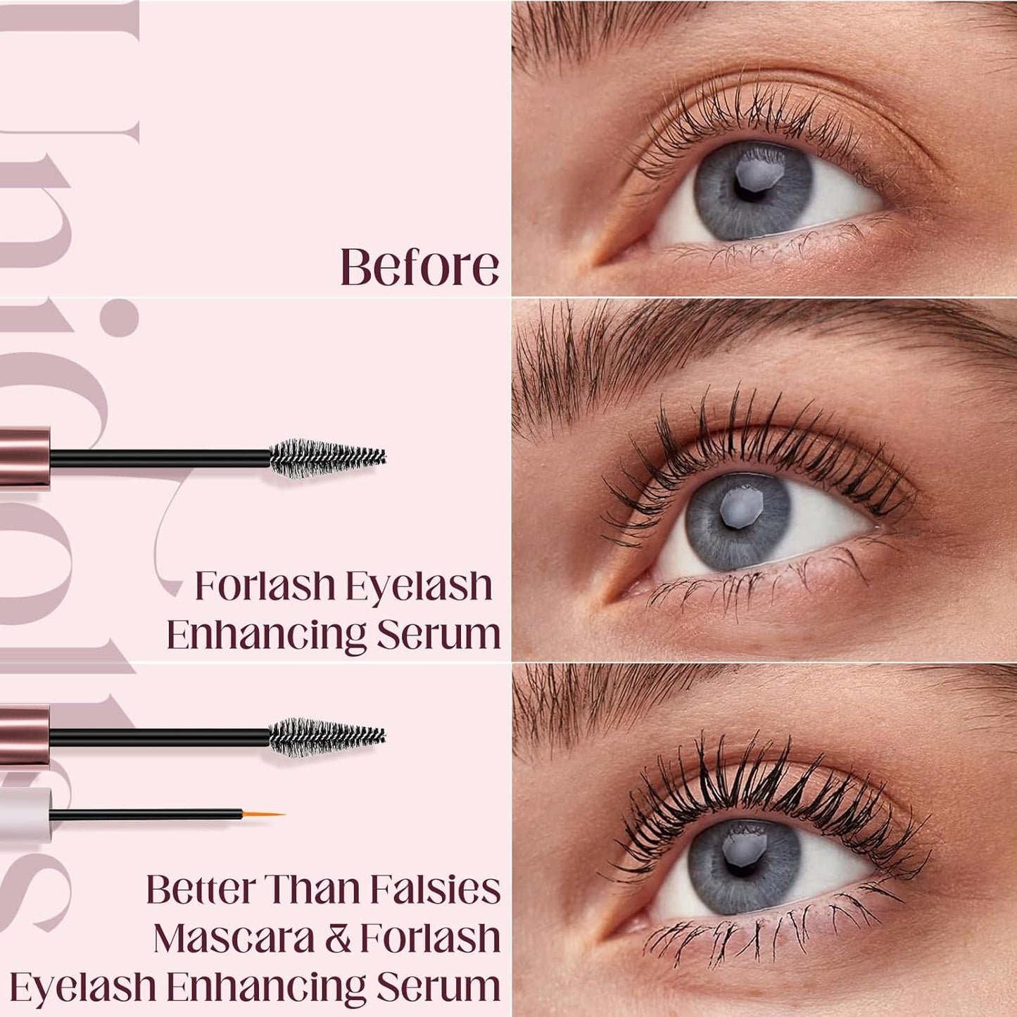 Unidollss Tubing Mascara Volume and Length Black and Lash Serum Set Lengthening Long Lasting All Day,Eyelash Growth Serum for Thicker,Longer Lash and Eyebrow,Tubing Mascara for 30+ Women,Gluten-free