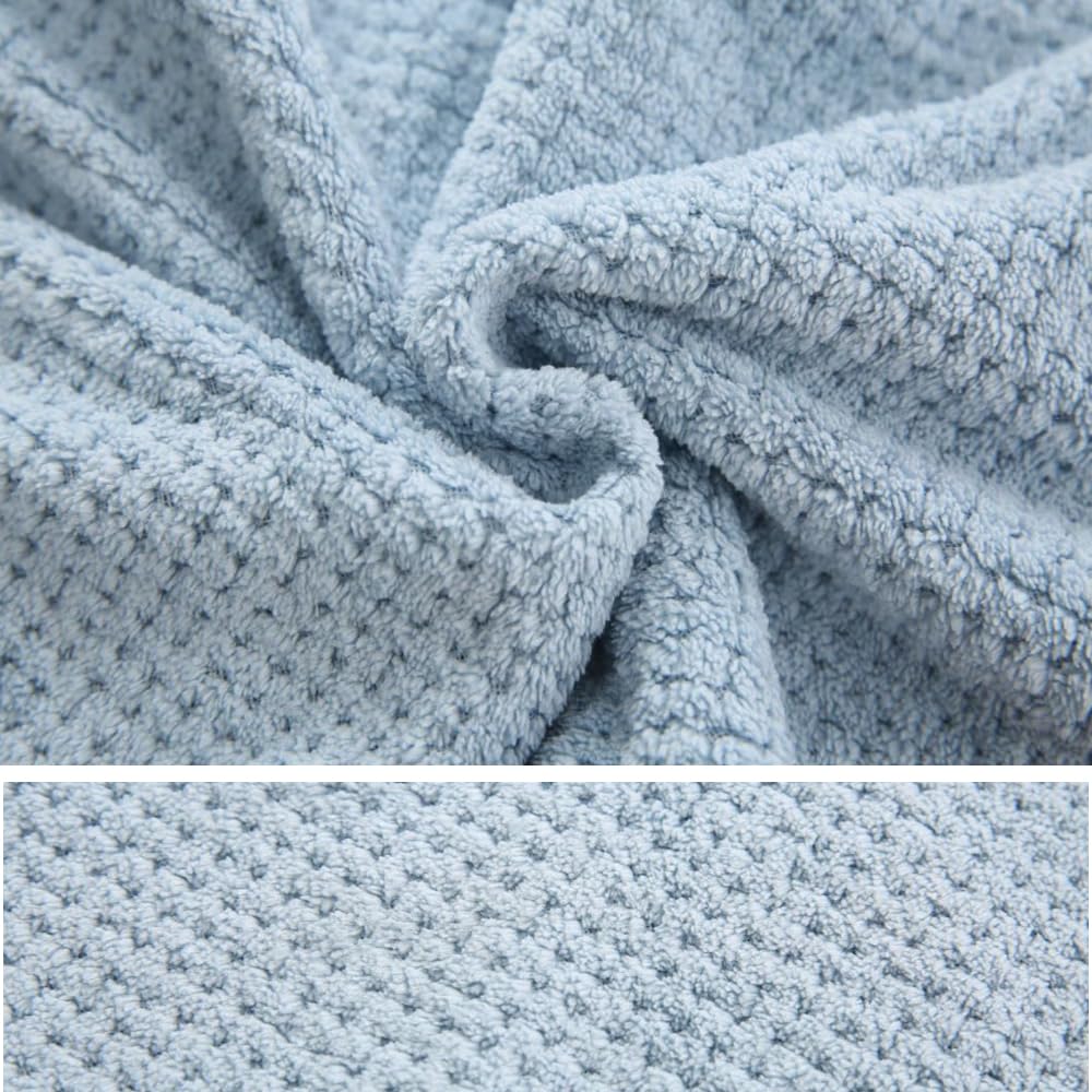 2 Pack Absorbent Microfiber Hair Towel Wrap,Anti-frizz Hair Drying Towel with Button to Dry Hair Quickly,25.6X9.8 inch (Gray&Blue)