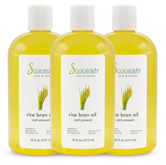RICE BRAN OIL Cold Pressed Unrefined | 100% Natural Available in Bulk | Carrier for Essential Oils, Face, Skin, Hair Moisturizer, Soap Making | (48 OZ)
