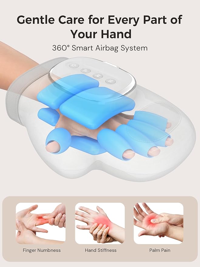 Hand Massager with Heat & Compression – Relief for Arthritis, Carpal Tunnel, & Muscle Tension – 3 Massage Modes, 5 Compression Levels, & Adjustable Temperature – Mother's Day Gift