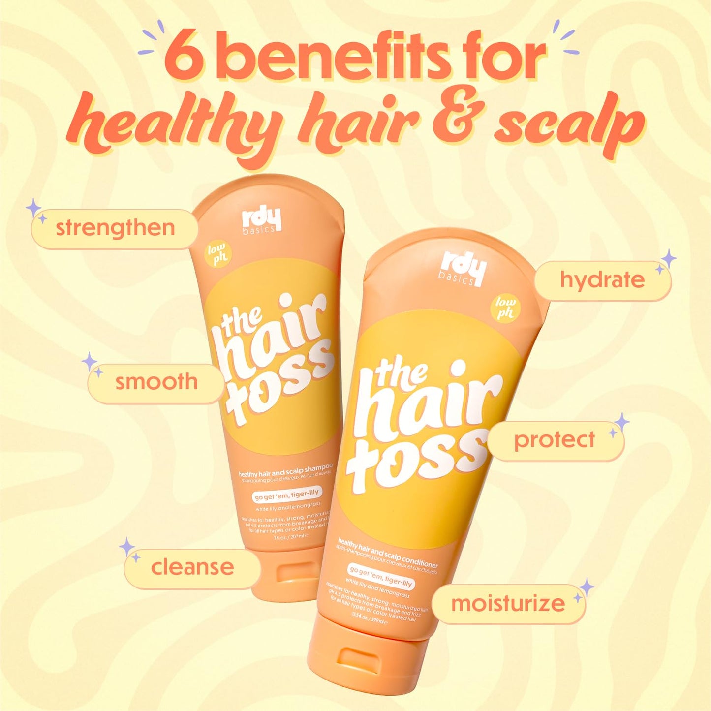 The Hair Toss Men & Women Shampoo And Conditioner Set 13.5floz/7floz - White Lily & Lemongrass - Formulated 4.5pH Moisturizing Paraben and Sulfate Free Shampoo and Conditioner Set, Hair Care Sets