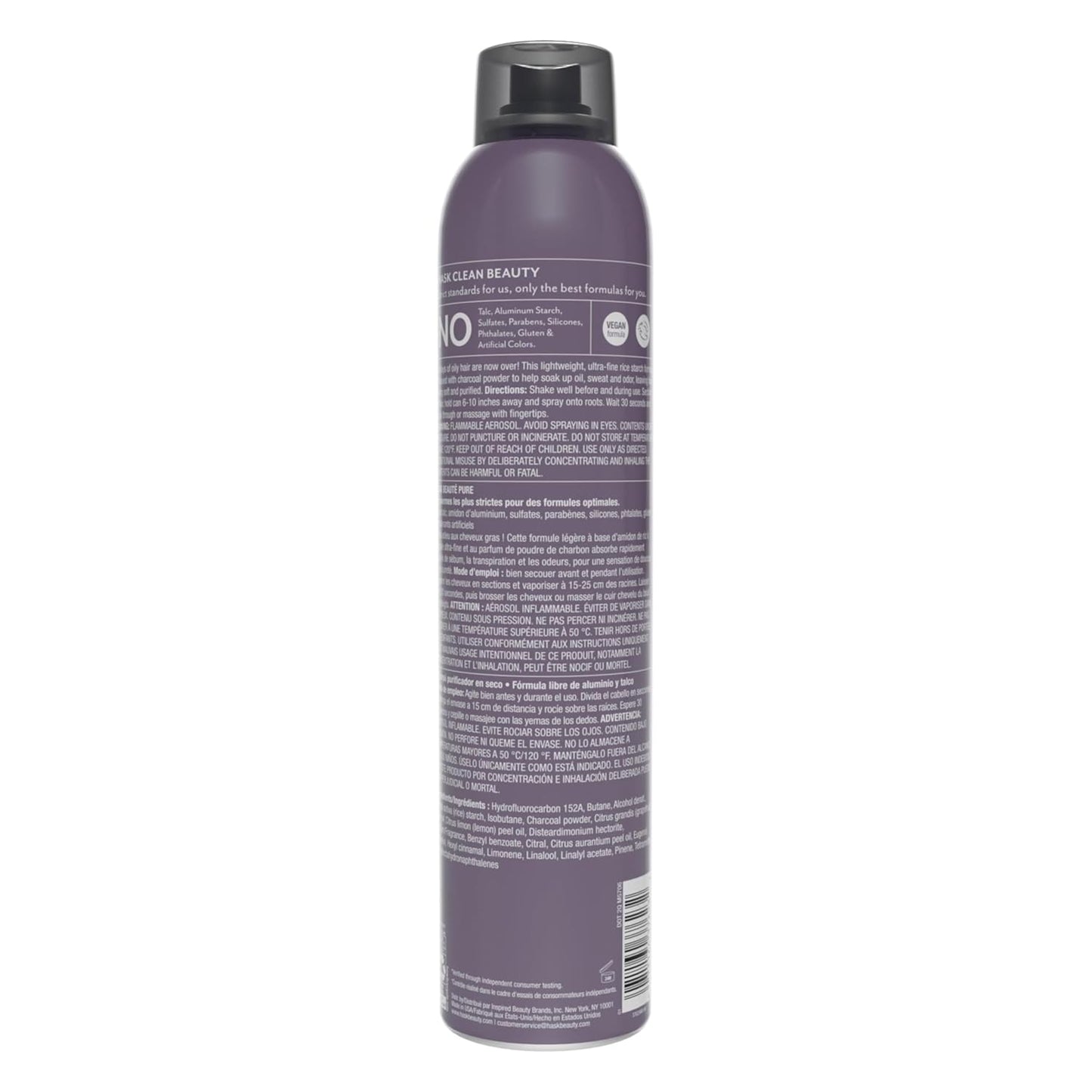 HASK Charcoal Purifying Dry Shampoo – Absorbs Oil, Purifies & Detoxifies Hair, Extends Time Between Washes, No Sulfates or Parabens, Cruelty-Free – 8.1oz