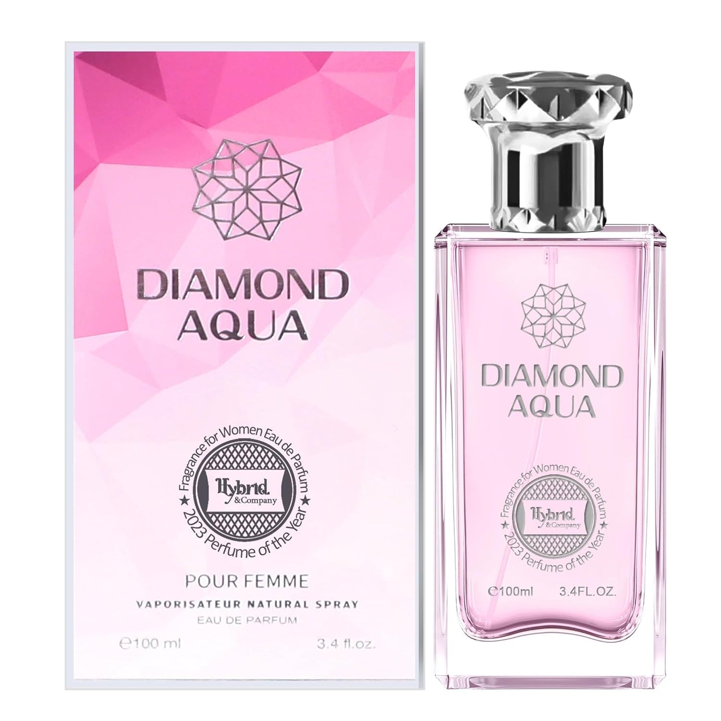 Hybrid & Company Diamond Aqua Pour Femme Eau De Parfum Natural Spray Vaporisateur,3.4FL.OZ