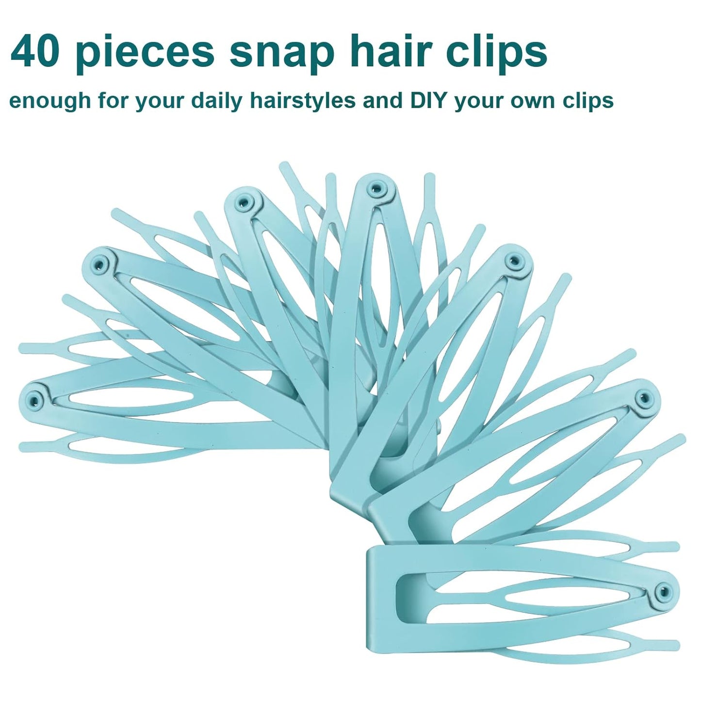 Chinco 24 Pcs Double Grip Hair Clips Metal Snap Clips Women Barrettes for Hair Making, Salon Supplies(Light Blue,2 Inch)