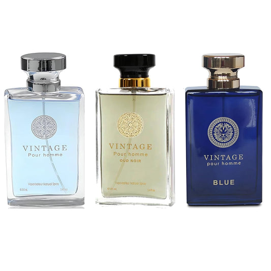 Men's Cologne Vintage Pour Homme Set Wonderful Multi Scent Eau de Toilette Natural Spray Men's Perfume For all Day Used 100ML Each Bottle(3 PCS)