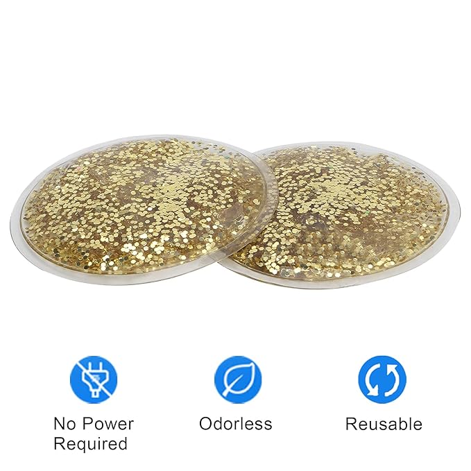 Gel Ice Pack, Hot Cold Eye Gel Ice Pack, Reusable Cooling Eye Cover for Dark Circles Puffiness, Redness and Eye Relax (Gold)