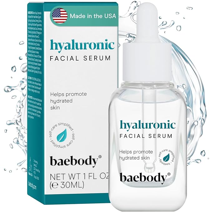 Baebody Critically Acclaimed Hyaluronic Acid Serum for Face - Anti Aging Hyaluronic Acid Face Serum with Vit E and Jojoba Oil - Plumping and Hydrating (1 oz/30 ml)