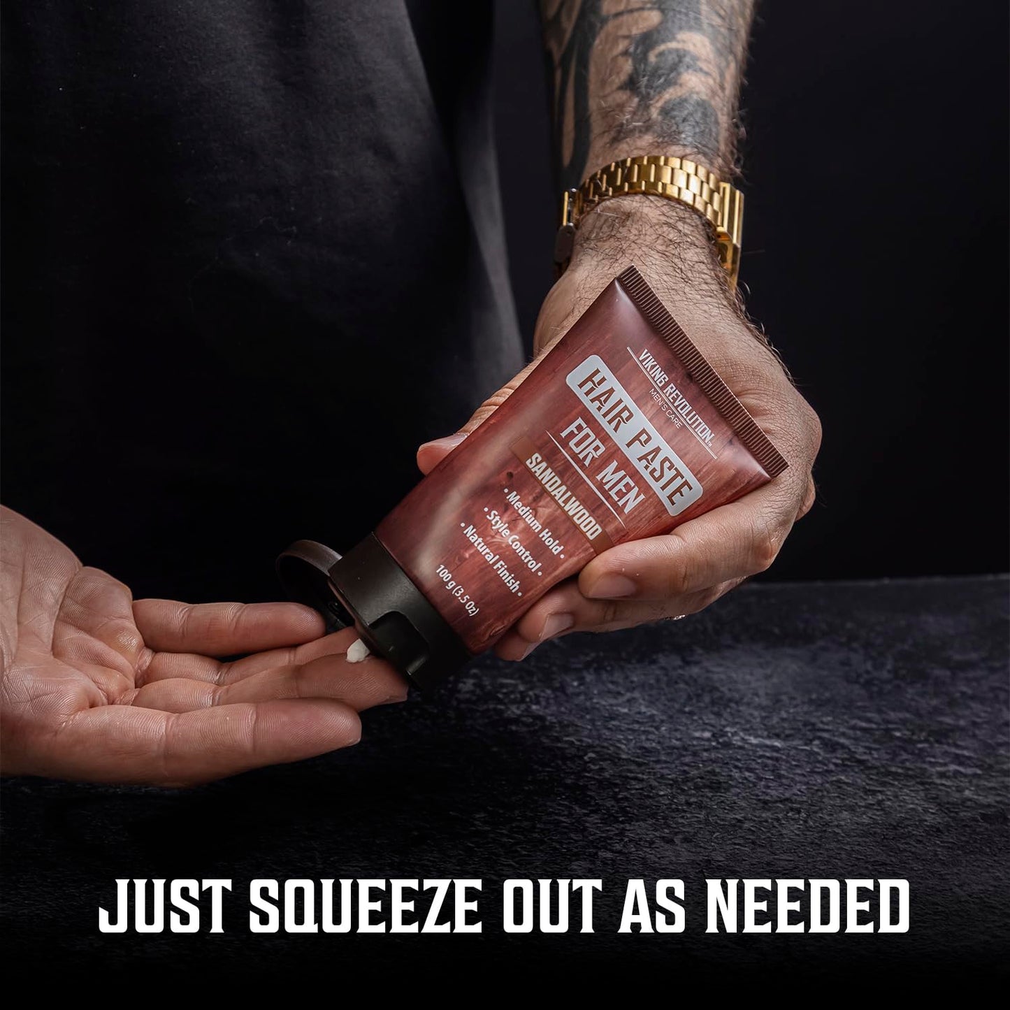 Viking Revolution Hair Paste for Men - Sandalwood Scented Texture Paste - Medium Hold, Natural Finish - Matte Look, Easy Wash Out, Non-Greasy Styling Cream for All Day Control (3.5oz)