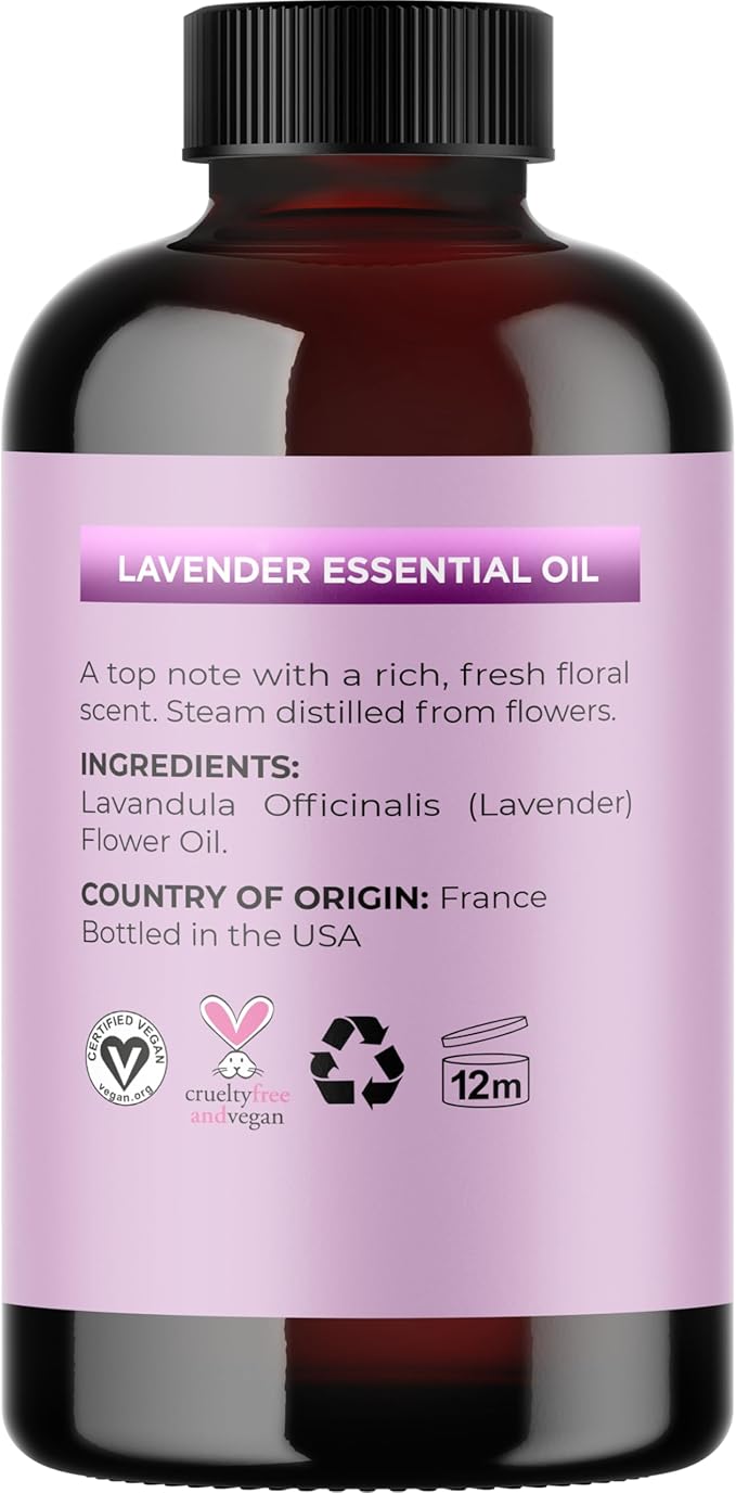 Pure Lavender Essential Oil 4oz - Relaxing Lavender Oil Essential Oil for Diffuser Aromatherapy Sleep and Mood - Pure Lavender Oil for Hair Skin and Nails Plus Calming Aromatherapy Oil for Diffuser