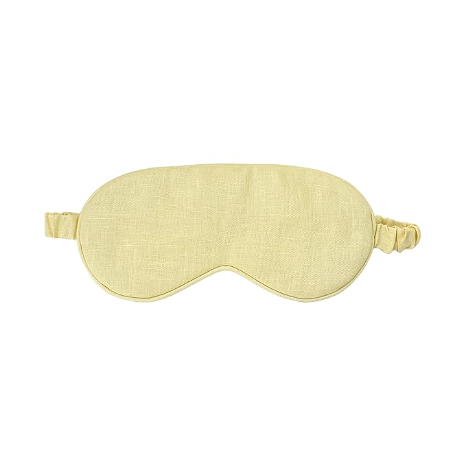 Pure Linen Eye Mask, 100% Linen Eye Mask for Girls,Travel Breathable Sleep Mask,Adjustable Strap, Hypoallergenic, Cooling with Travel Bag Gift Package(Honey)
