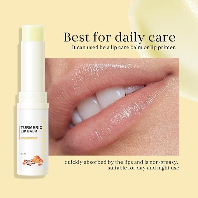 2 Pcs Turmeric Lip Balm for Dark Lips, Natural Lip Lightening Moisturizer Lip Scrub for Smokers Dark Lip, Lip Balm for Exfoliating, Hydration, Softening