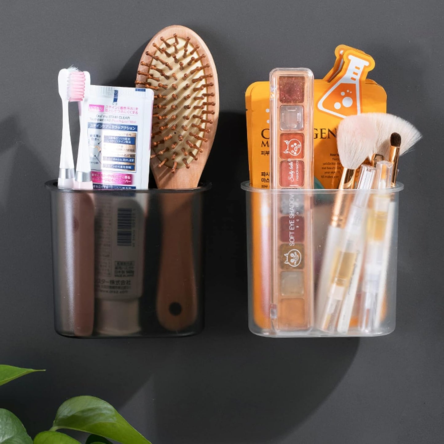 2 Packs Wall Mounted Toothbrush Holder, Self Adhesive Tooth Brush Holder for Bathroom Electric Toothbrush Toothpaste Razor Bathroom Accessories(Black)