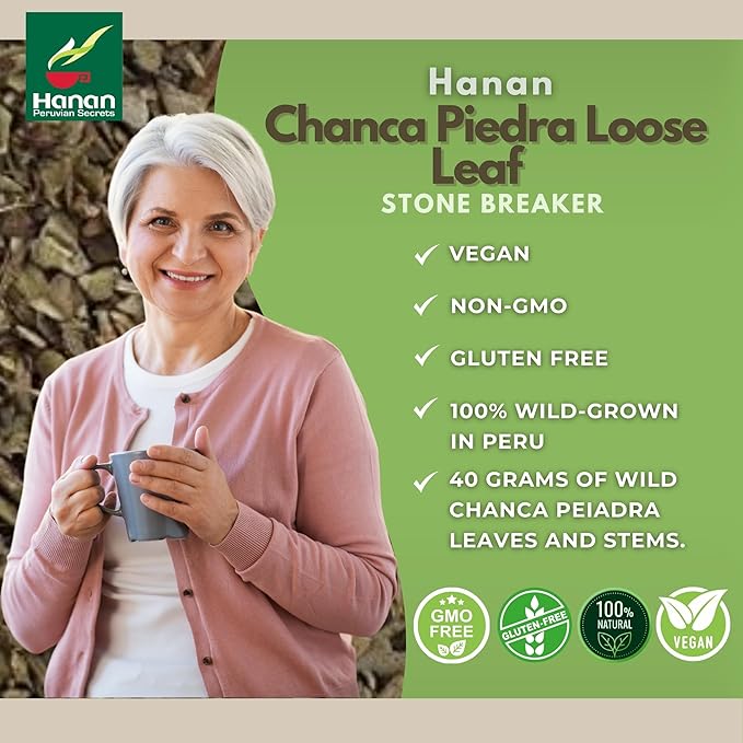 Hanan Chanca Piedra Loose Leaf 1.4oz - Stonebreaker Herbal Tea 40g Dried Vegan Leaves 100% Natural Chancapiedra Grown in Peru