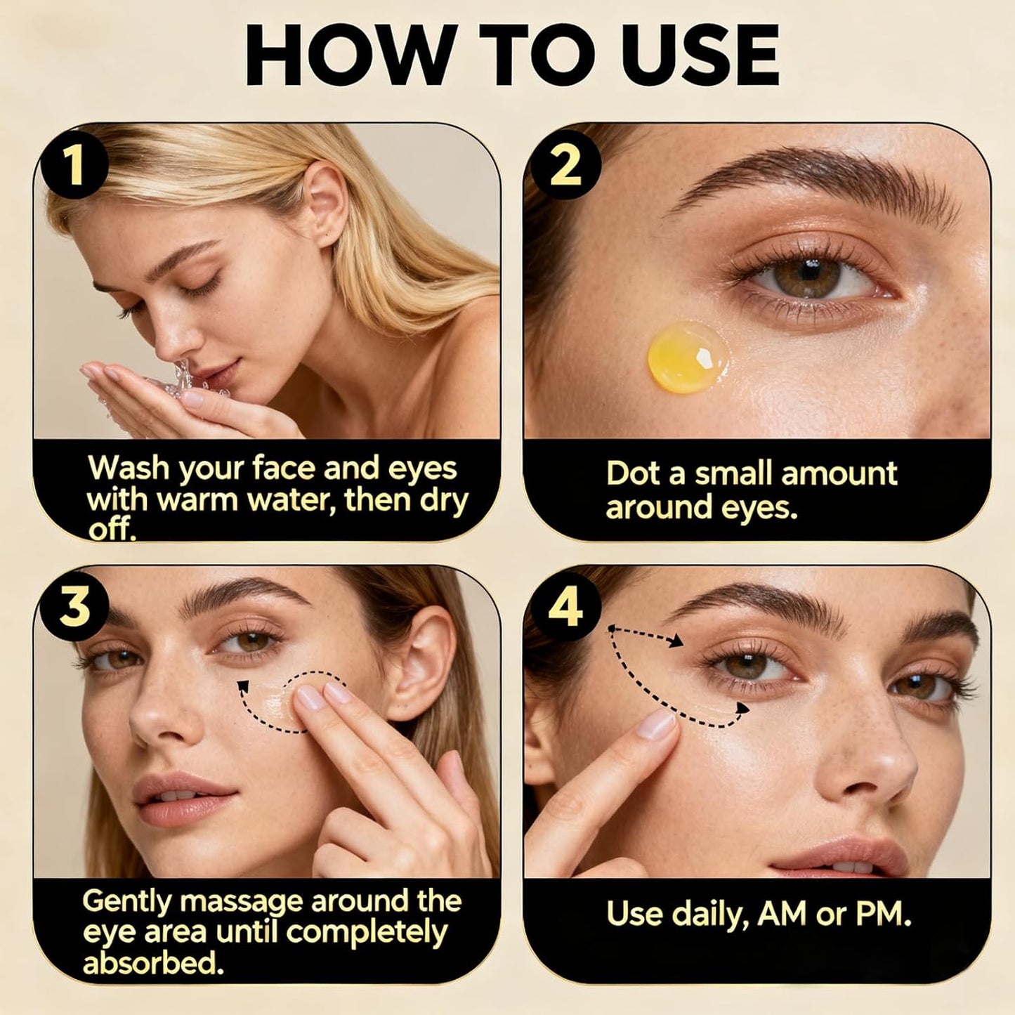 Retinol Under Eye Cream,Vitamin E & Niacinamide – Reduces Appearance of Wrinkles & Dark Circles&Puffiness, Anti-Aging Eye Cream for Fine Lines,Daily & Night Use,Men & Women (1 fl.oz)