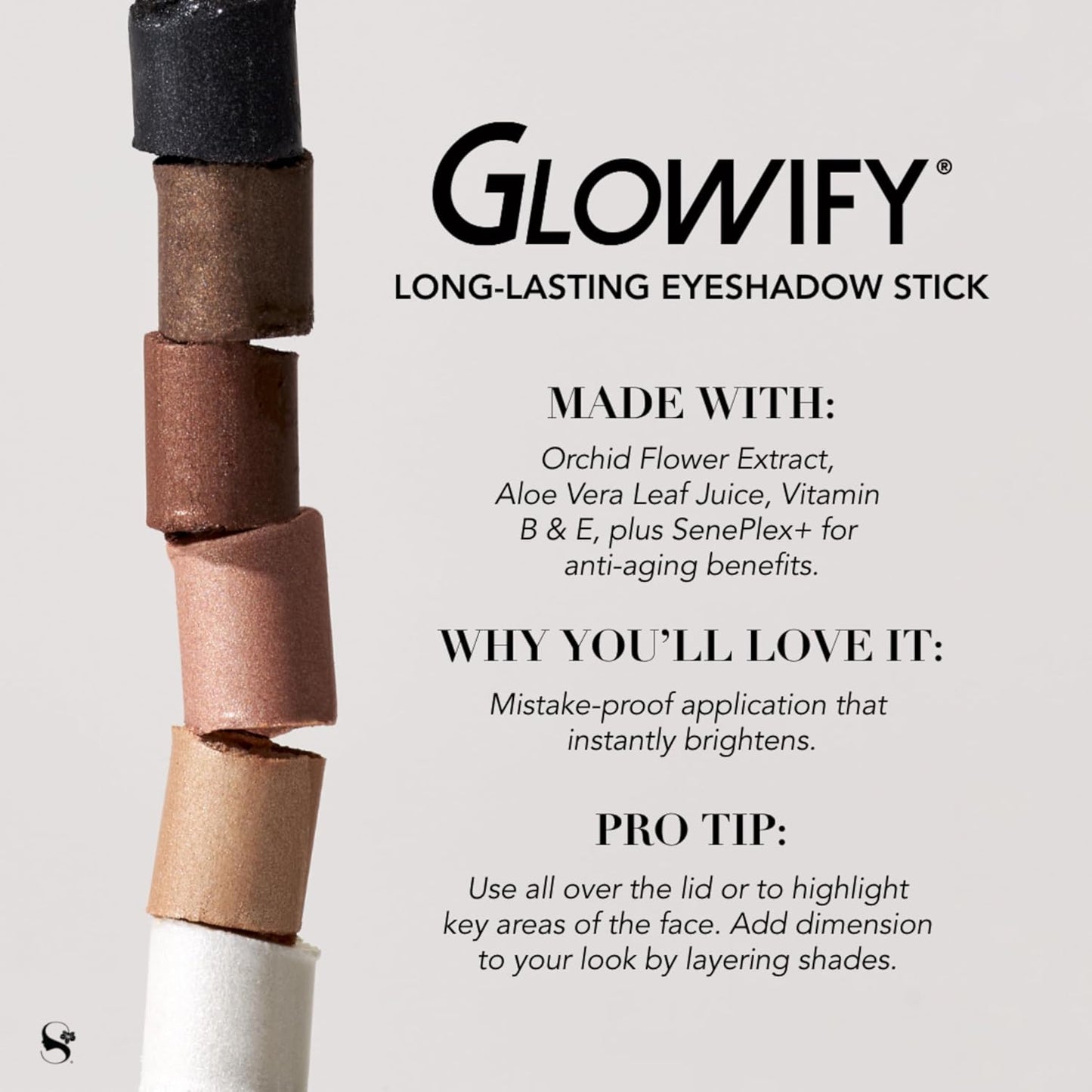 SeneGence Glowify Long-Lasting Eyeshadow Stick, Rose Gold, Multi-Use Highlighter for Eyes, Cheeks, Brow Bone, Effortless Application with Smooth, Velvety Finish