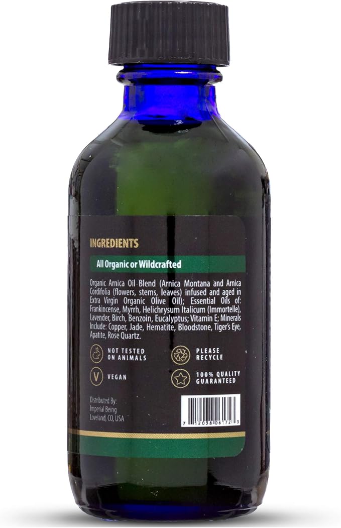 Royal Arnica Oil – Organic Herbal Blend for Muscle Recovery, Bruise Support, Joint Flexibility, Skin Vitality – Longer Lasting Than Arnica Cream or Gel – Infused with Essential Oils (2oz)