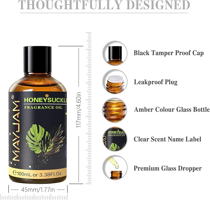 Honeysuckle Fragrance Oils Essential Oil - Honeysuckle Oil for Diffusers, 3.38FL.OZ/100ML Large Volume Fragrance Oil with Premium Glass Dropper