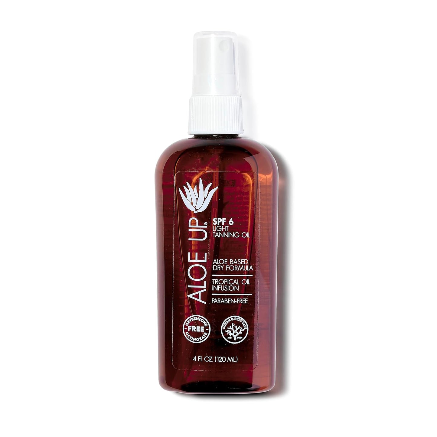 Aloe Up Light Tanning Oil With SPF 6 Sunscreen - Body and Face Tanning for Outdoor Sun - With Pure Aloe Vera Oil and Natural Oils - Absorbs Quickly - Reef Friendly - Fresh Tropical Scent - 4 Oz