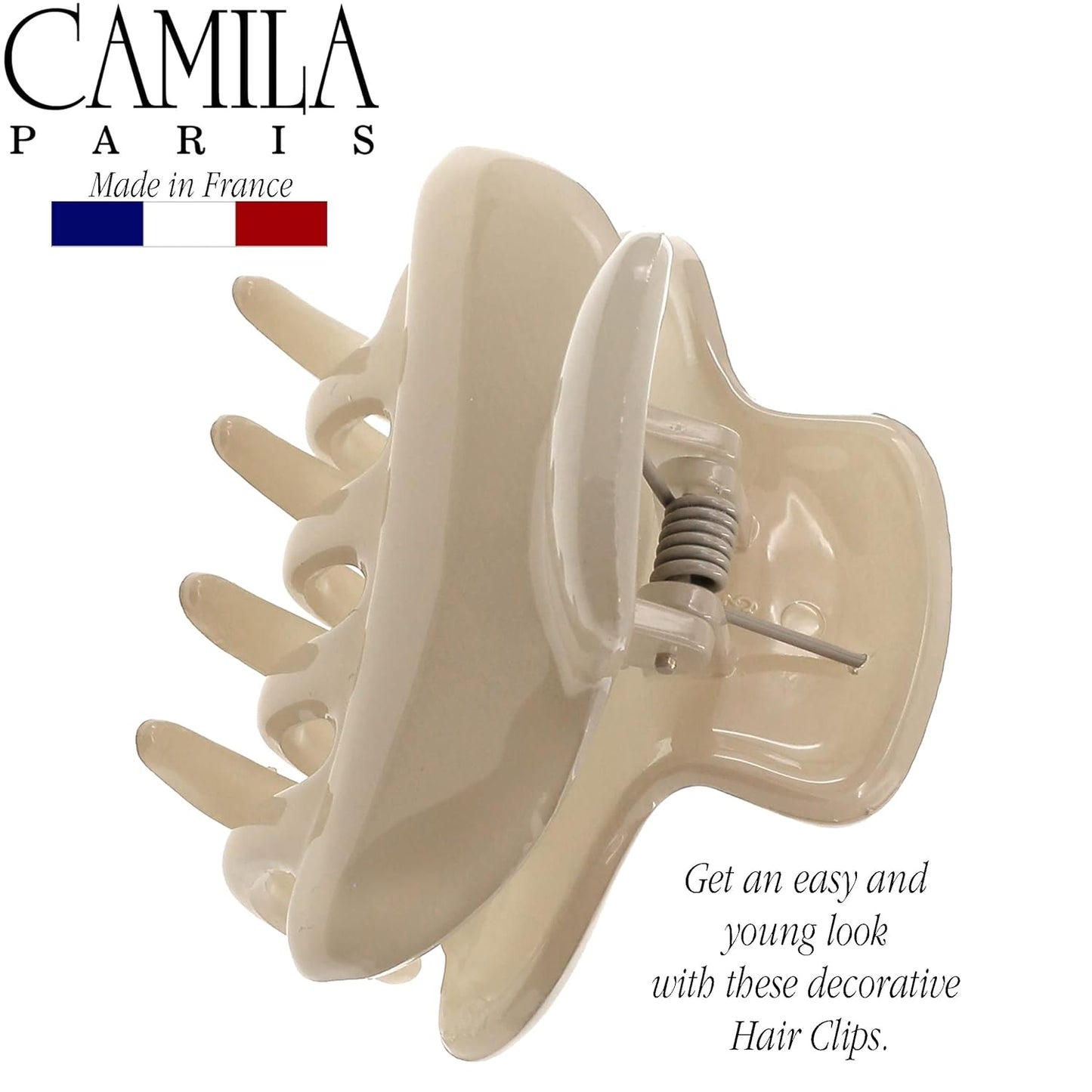 Camila Paris CP3551 French Hair Clip for Women, Small, Nude 2.5 Inch Girls Hair Claw Clips Jaw Fashion Durable Styling Hair Accessories for Women, Strong Hold No Slip Grip, Made in France