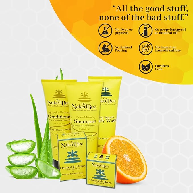 The Naked Bee Orange Blossom Honey Collection, Hand and Body Lotion 3 Piece Gift Set