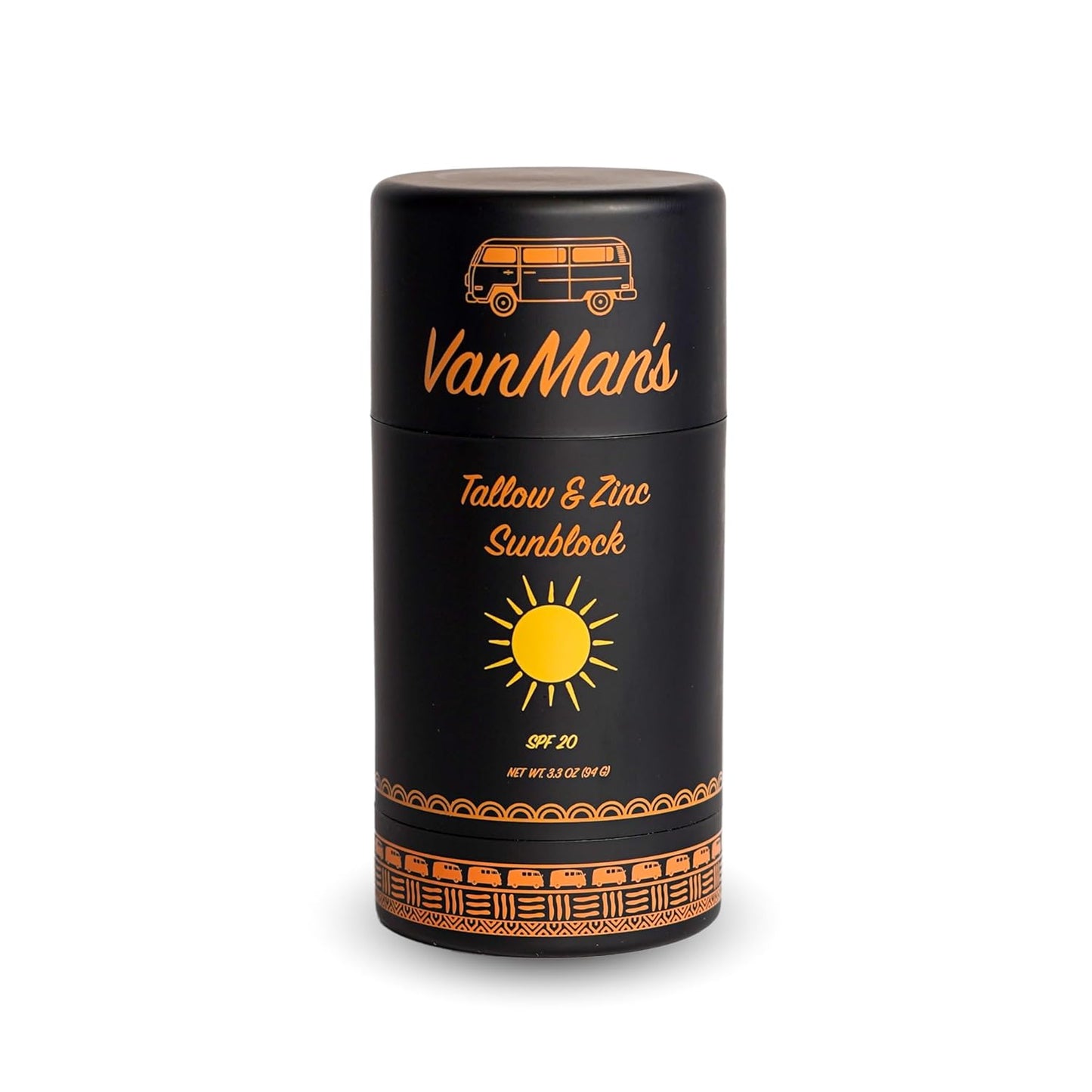 Vanman Tallow and Zinc Sunblock Stick - Mineral Sunscreen with Non-Nano Zinc Oxide - Sunstick Made with Grass Fed Beef Tallow for Face & Body Protection - 3.3 ounce