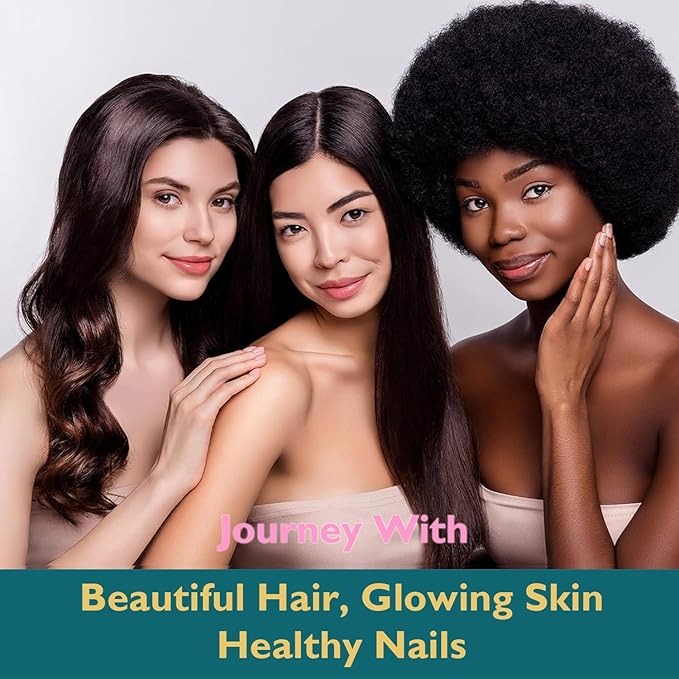 Hair Skin and Nails Gummies -Vegan Vitamins B7, Supports Hair Growth and Stronger Nails for Women & Men, Healthy Skin, 30 Day Supply, 60 Count, Strawberry Flavor