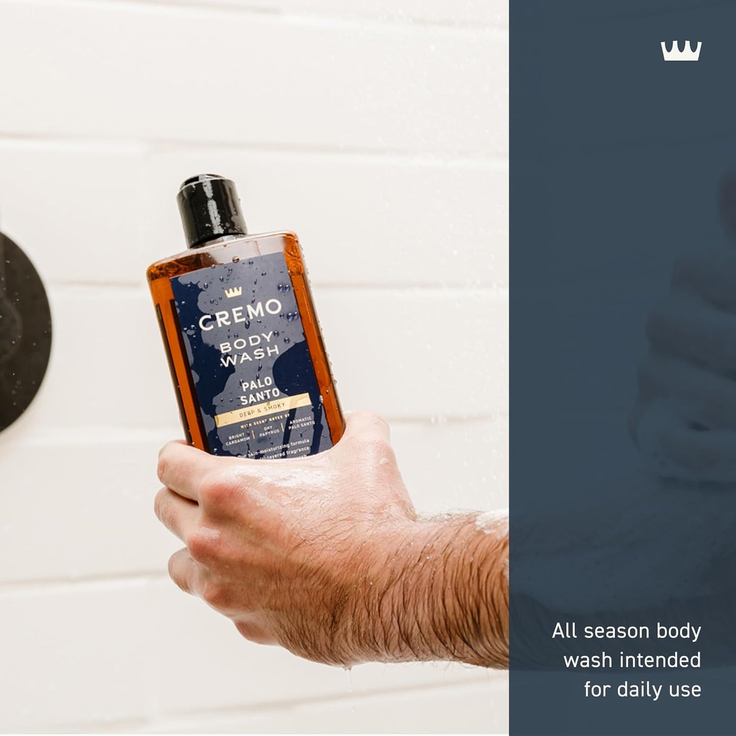 Cremo Body Wash Men, Notes of Bright Cardamom, Dry Papyrus and Aromatic Palo Santo, 16 Fl Oz