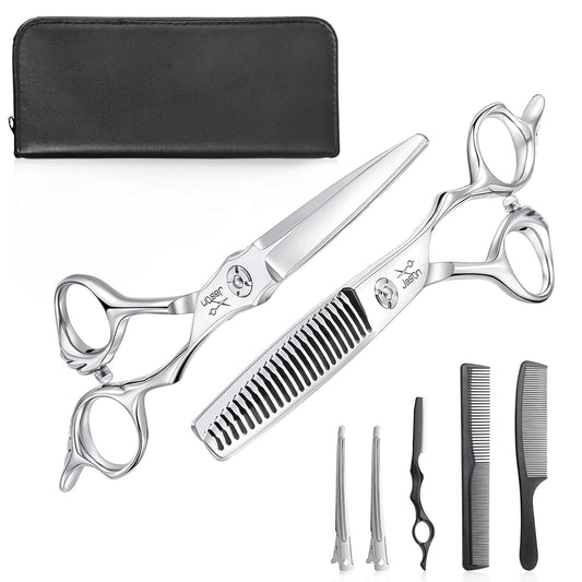 JASON 6" Hair Scissors Set - Hair Shears with Ultimate Sharp Sword Blade, Professional Haircut Scissor Hair Trimming Shear for Barber, Hairdresser, Stylist, Japanese 440C Stainless Steel