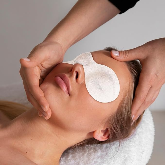100 Pcs Disposable Non Woven Eye Care, Non Woven Eyes Covers for EyeCare, Disposable Eye Mask Cotton Spa Eyes Pads for Facials, Clear EyeMask for Skincare Spa Wrap Moisture Retention