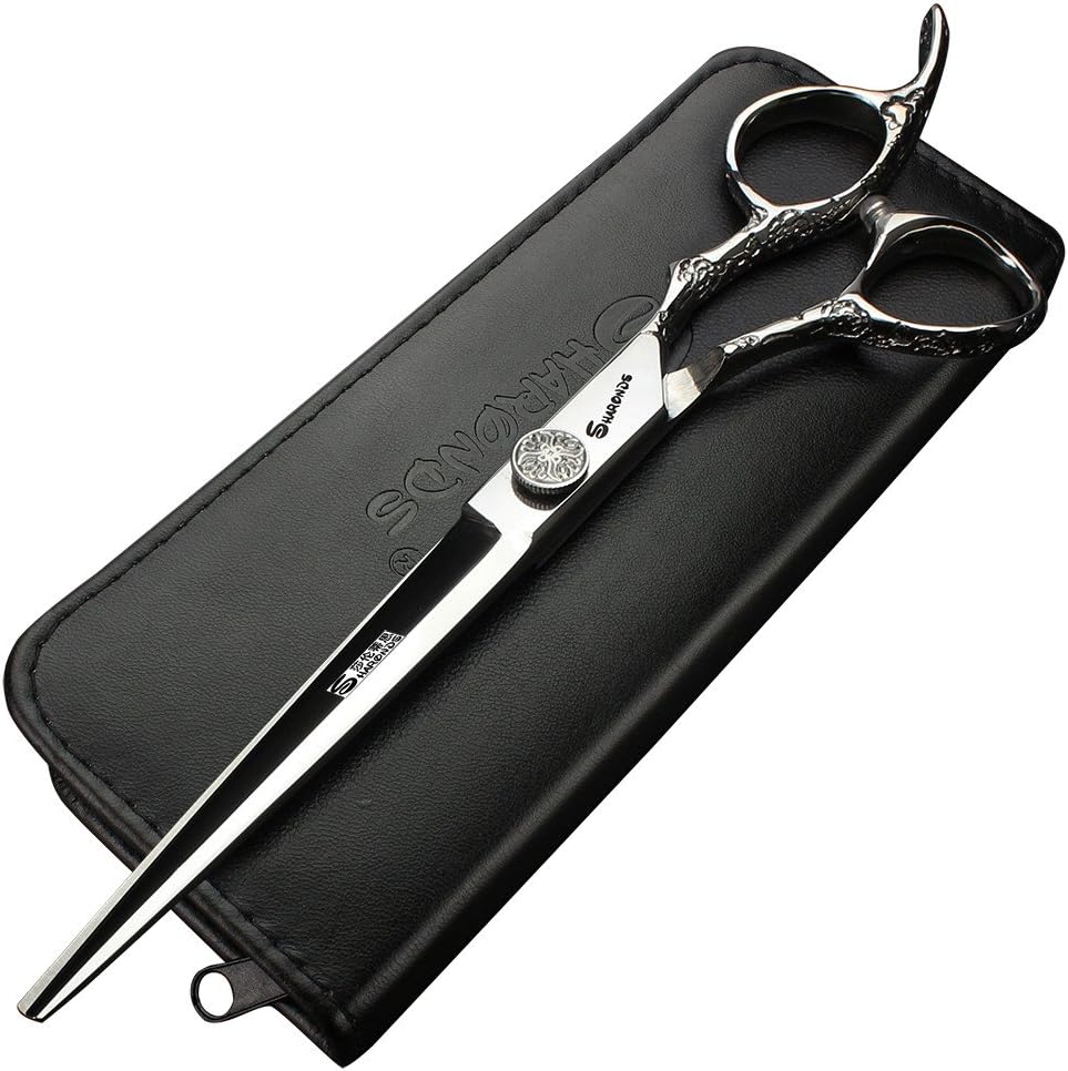 6/7-Inch Professional Hair Scissors Haircut Rose Pattern Hair Scissors Styling Tools Japanese Stainless Steel Scissor Set (7-in cutting scissors)