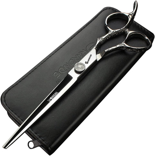 6/7-Inch Professional Hair Scissors Haircut Rose Pattern Hair Scissors Styling Tools Japanese Stainless Steel Scissor Set (7-in cutting scissors)