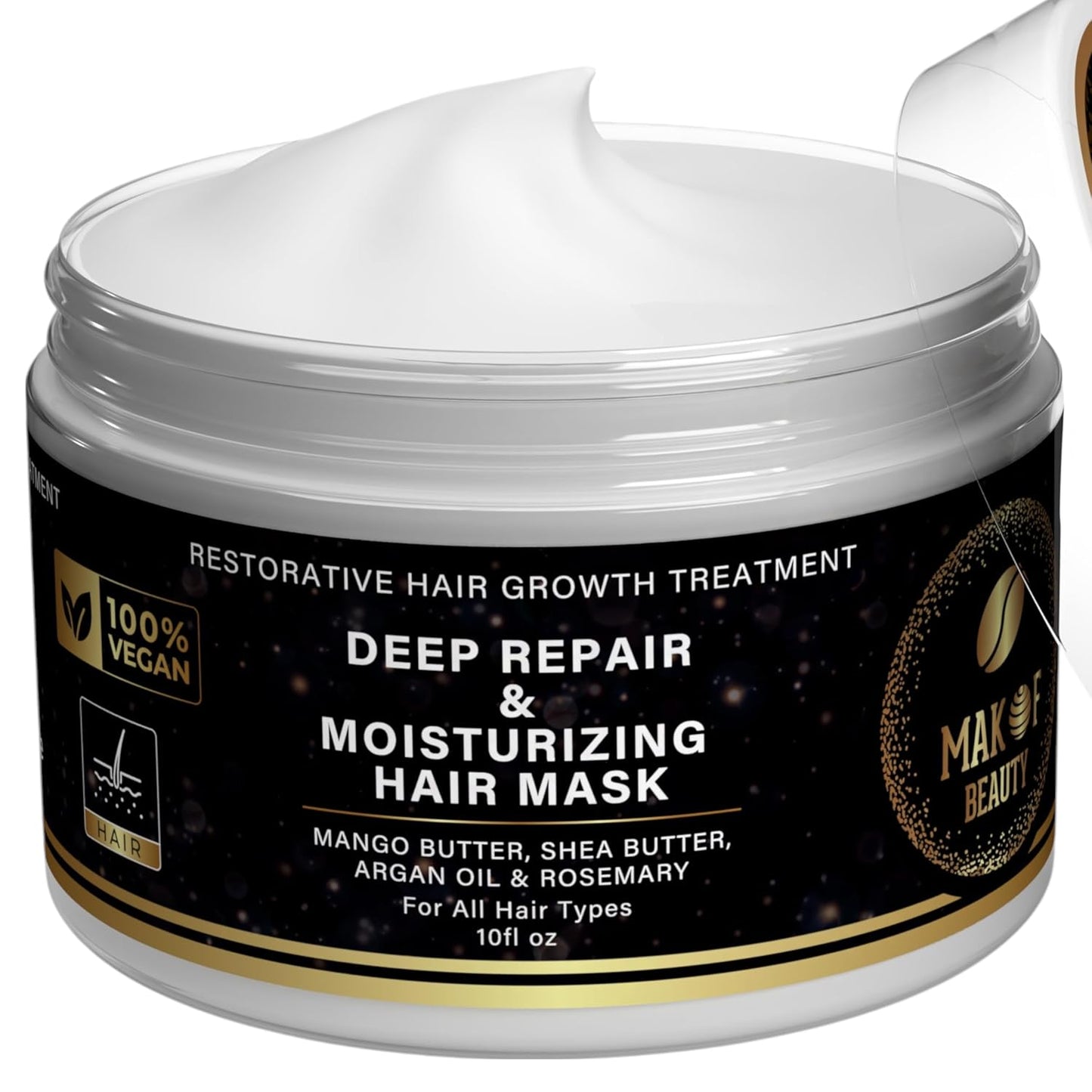 Restorative Hair Growth Treatment, Deep Repair Hair Mask Treatment with Mango Butter, Shea Butter, Argan Oil, Natural Ingredients for All Hair Types, 10 Fl Oz