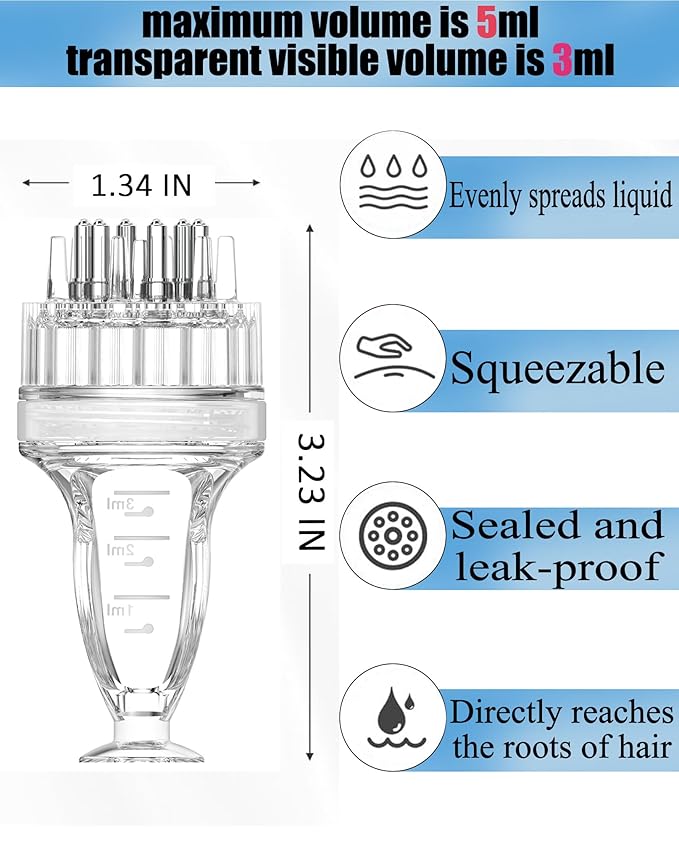 2 pcs Hair Oil Applicator for Scalp Oil Applicator for Scalp,Oil Comb/Scalp/Hair Applicator, Small Minoxidil Brush Scalp Applicator(Transparent)