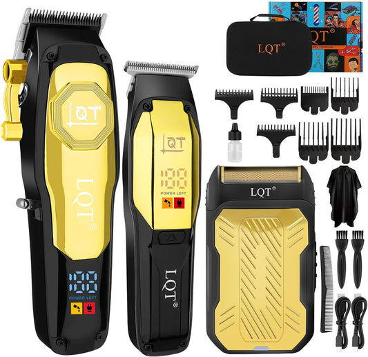 Professional Hair Clippers for Man,Hair Clippers Electric Shavers Razor T-Blade Hair Trimmer, 3 in 1 Cordless Barber Trimmer Bald Shavers LED Display Gifts (3PCS)