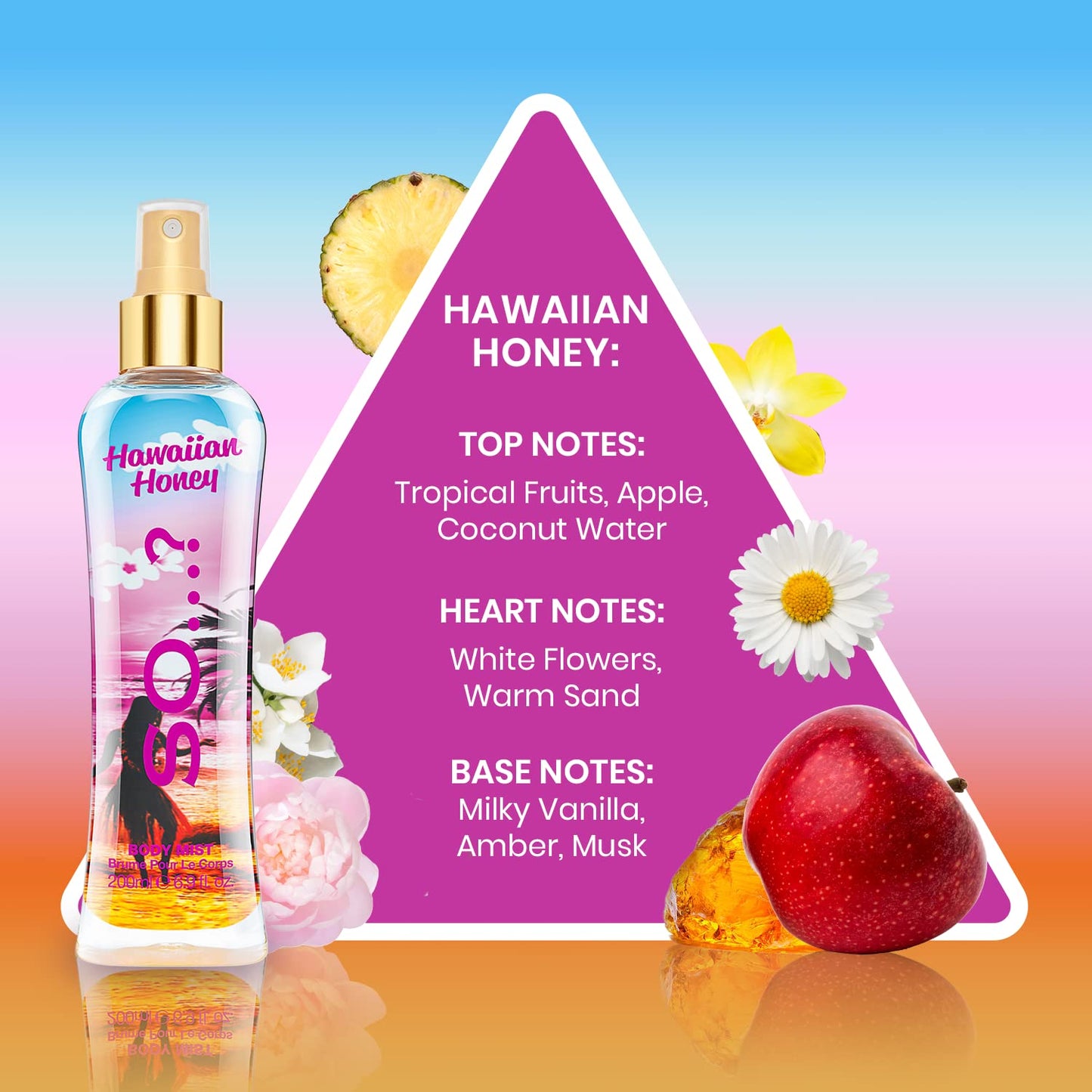 So…? Hawaiian Honey Body Mist - Floral and Vanilla Perfume for Women - Long Lasting Body Spray for Women - Vegan, Cruelty Free - 6.9 oz
