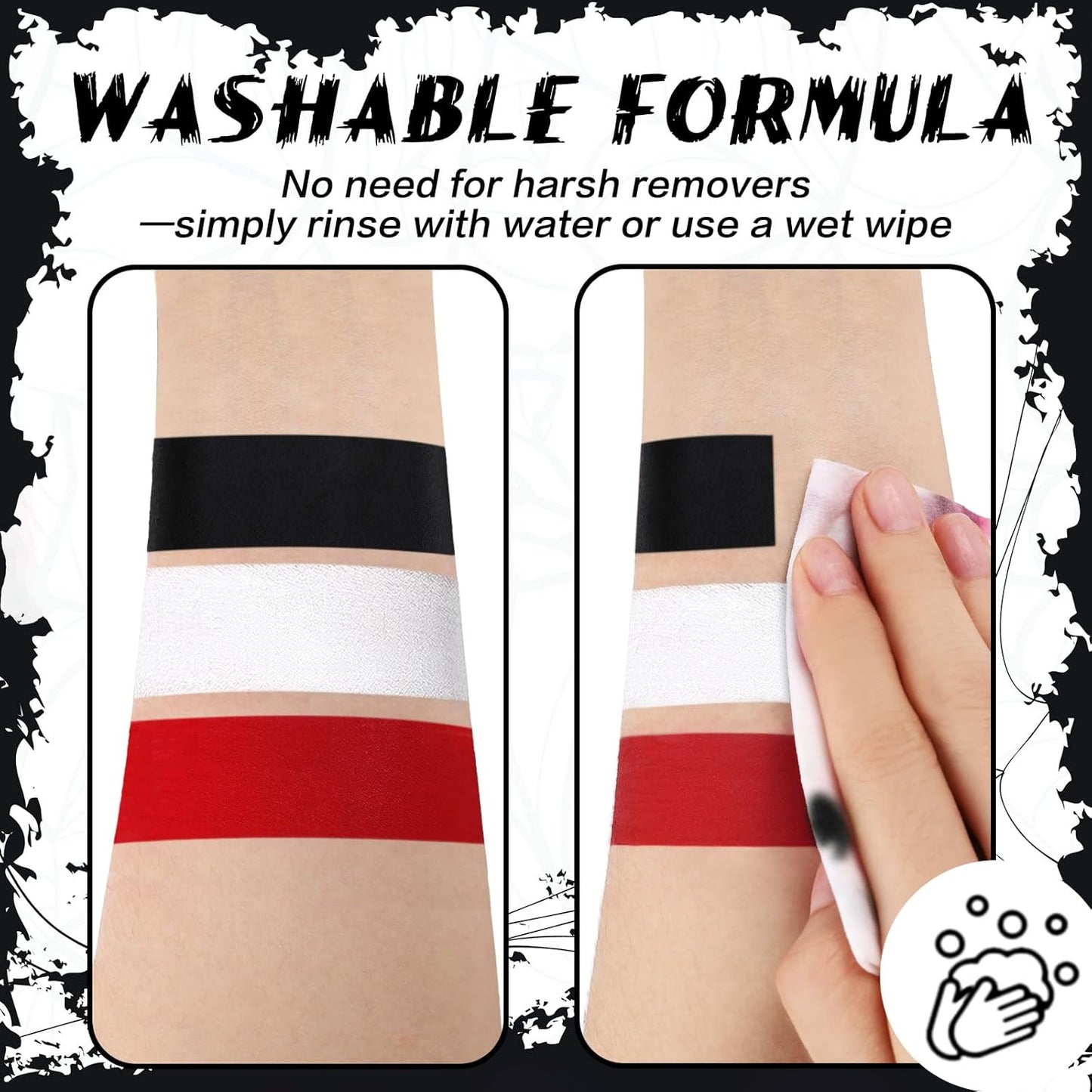 BOBISUKA White Face & Body Paint Stick Water-Based Washable Face Paint Makeup Stick for Halloween Clown, Joker, Skeleton, Zombie, Mime, Cosplay, SFX, Sports Eye Black & Costume Party