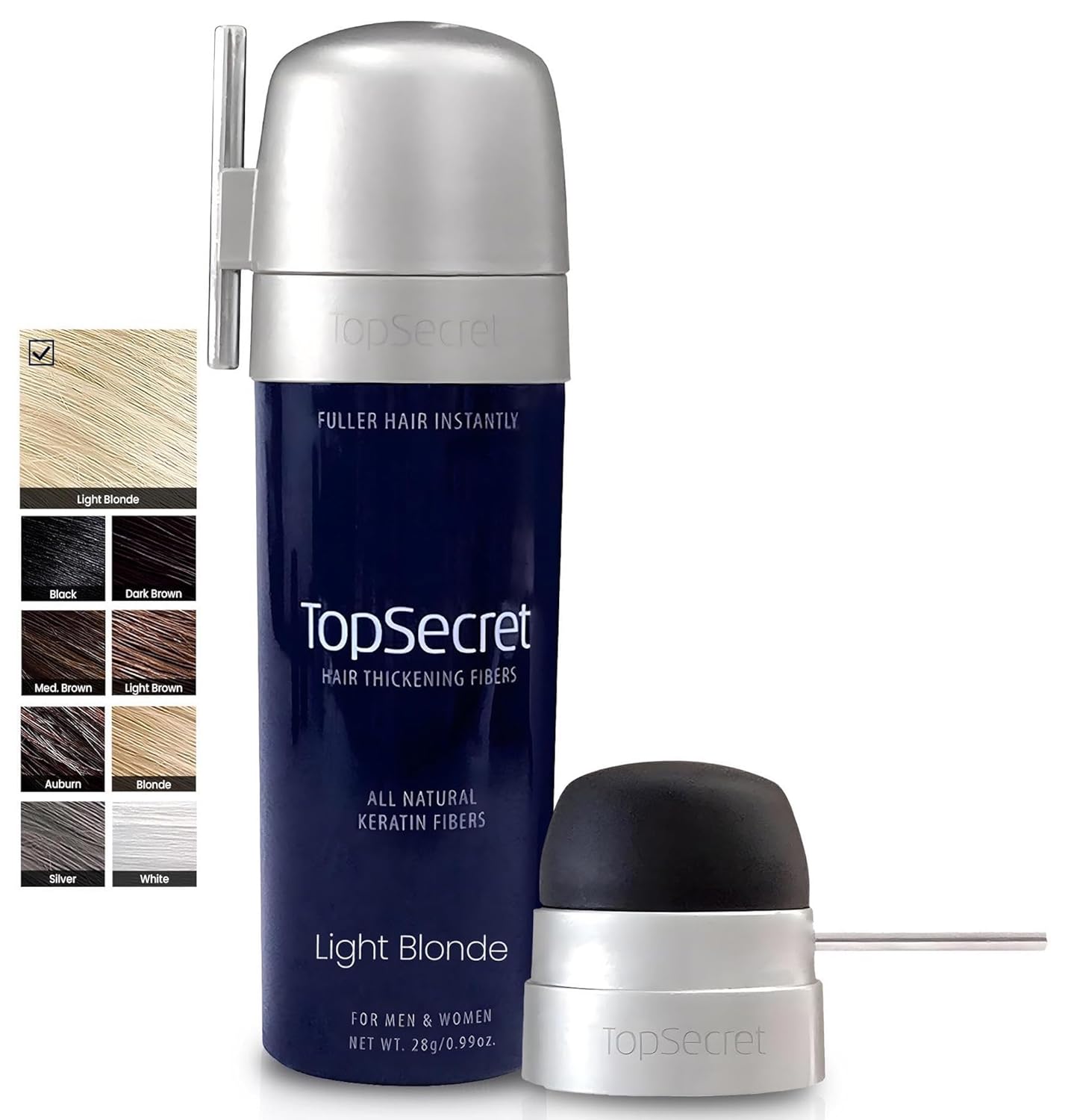 Top Secret Hair Thickening Building Fibers Applicator Included - Undetectable & Natural Hair Filler for Men & Women - Instantly Fill In Thinning Hair - Weather & Sweat Resistant (Light Blonde, Large)