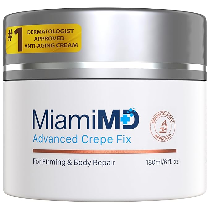 Miami MD Advanced Crepe Fix - Anti Aging Tightening & Firming Cream for Women - Facial and Neck Crepe Erase Cream – Crepey Skin Moisturizer for Softens and Nourishes the Skin for All Types - 6 fl oz