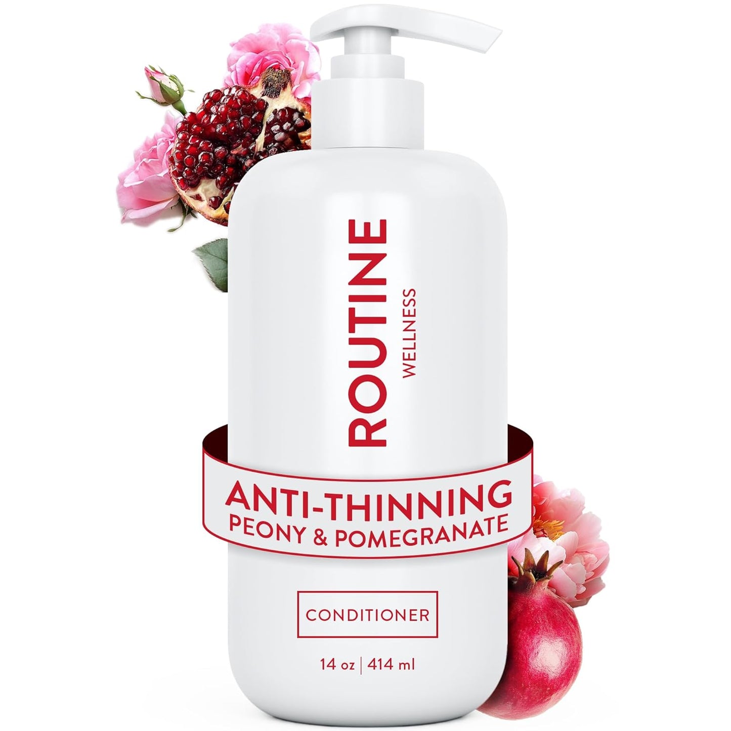Routine Wellness Anti-Thinning Deep Conditioner for Thinning Hair - DHT Blocker for Hair Loss in Men & Women - Promotes Healthy Hair - Peony & Pomegranate 14oz