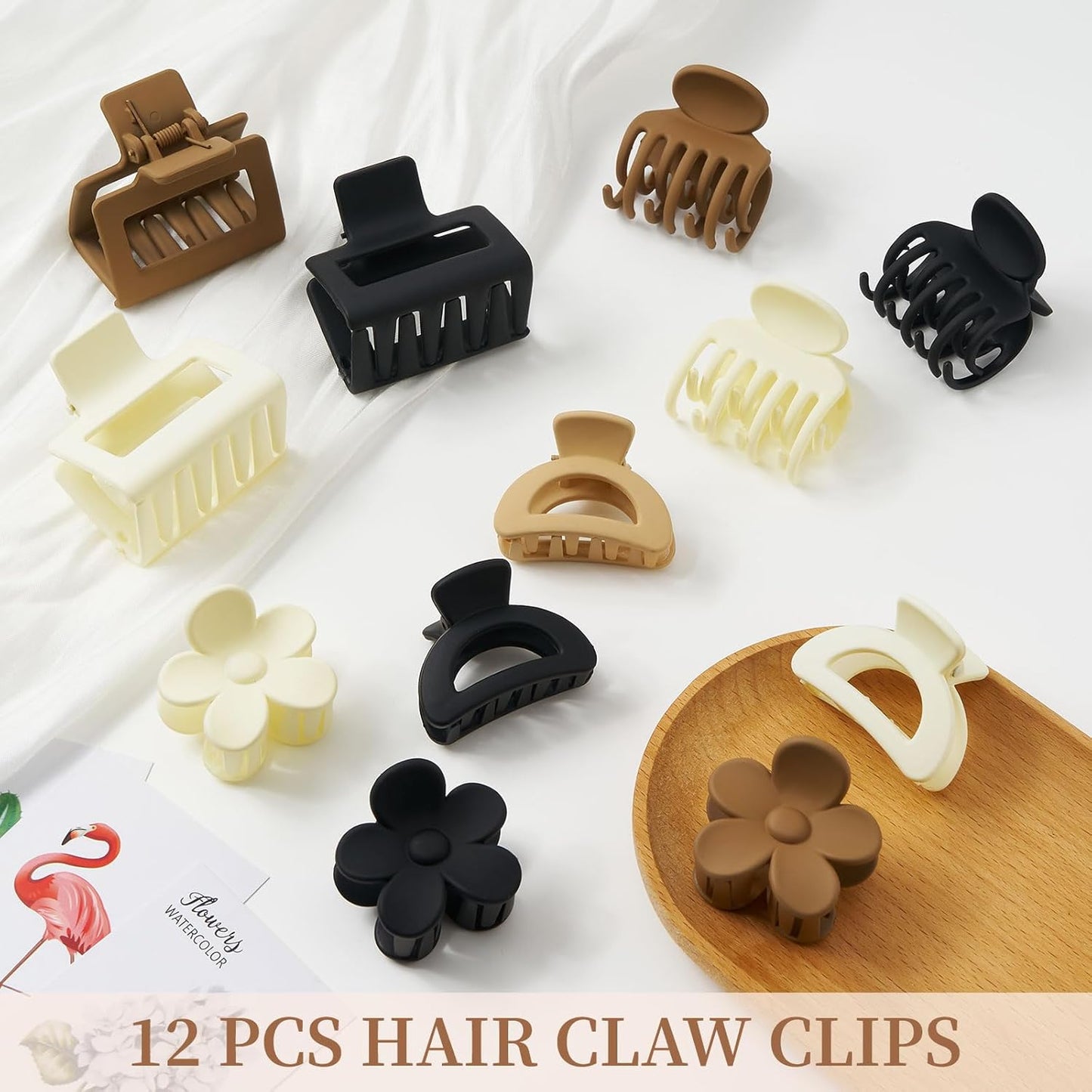 Medium Claw Clips for Women, Non Slip Matte Hair Clips for Thin/Thick Hair - 12PCS, 4 Styles - Short Hair Accessories