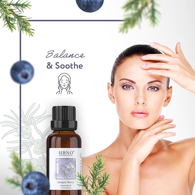 HBNO California Bottled Juniper Berry Essential Oil 1 fl oz (30ml) Travel Size - Natural Juniper Berry Oil - Perfect for Cleaning, Aromatherapy, DIY, Soap, fragrances & Diffuser