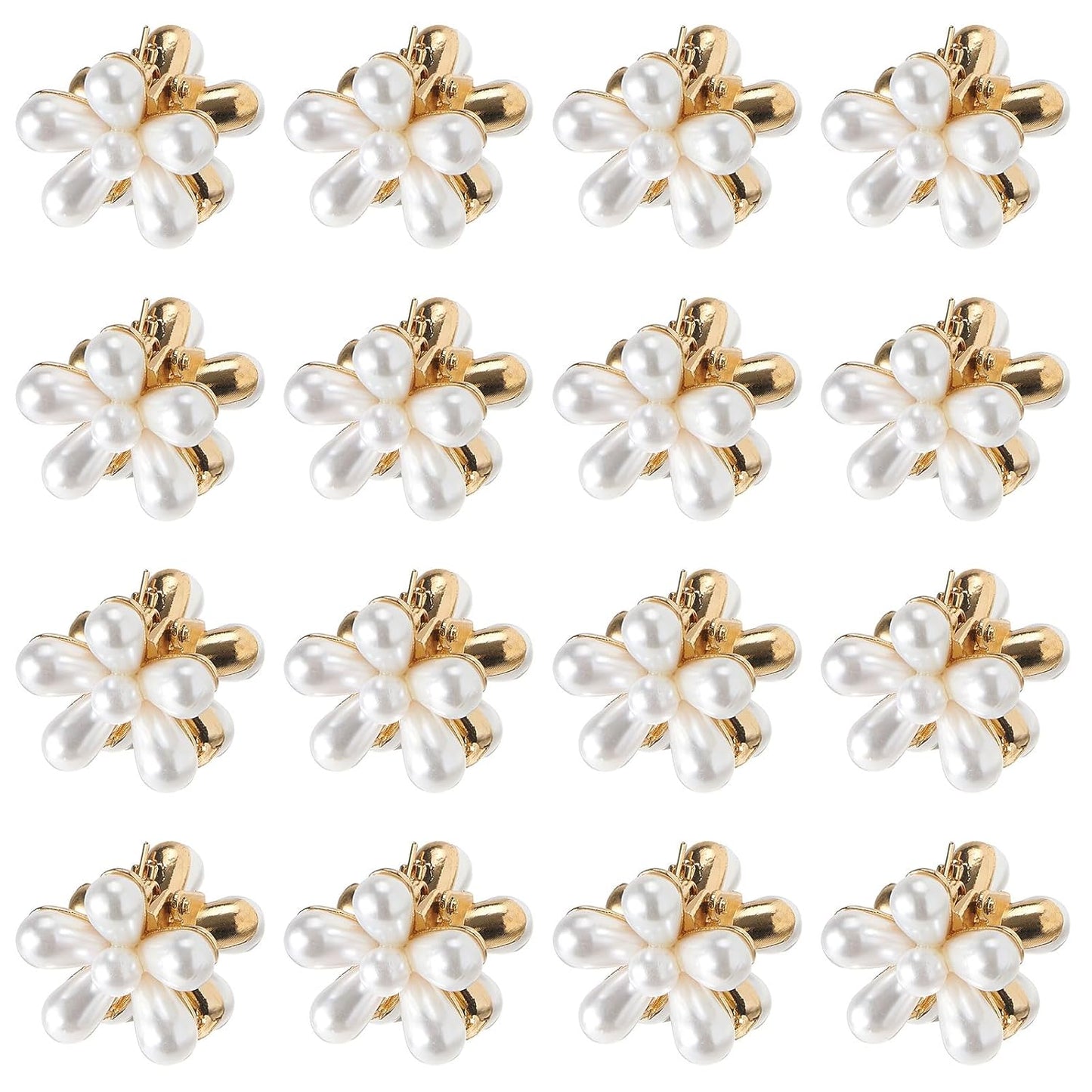 Small Flower Hair Clips for Women 16PCS Cute Mini Pearl Flower Claw Clips for Thin/Thick Curly Hair Non Slip Bangs Pins(16PCS-Style 8)