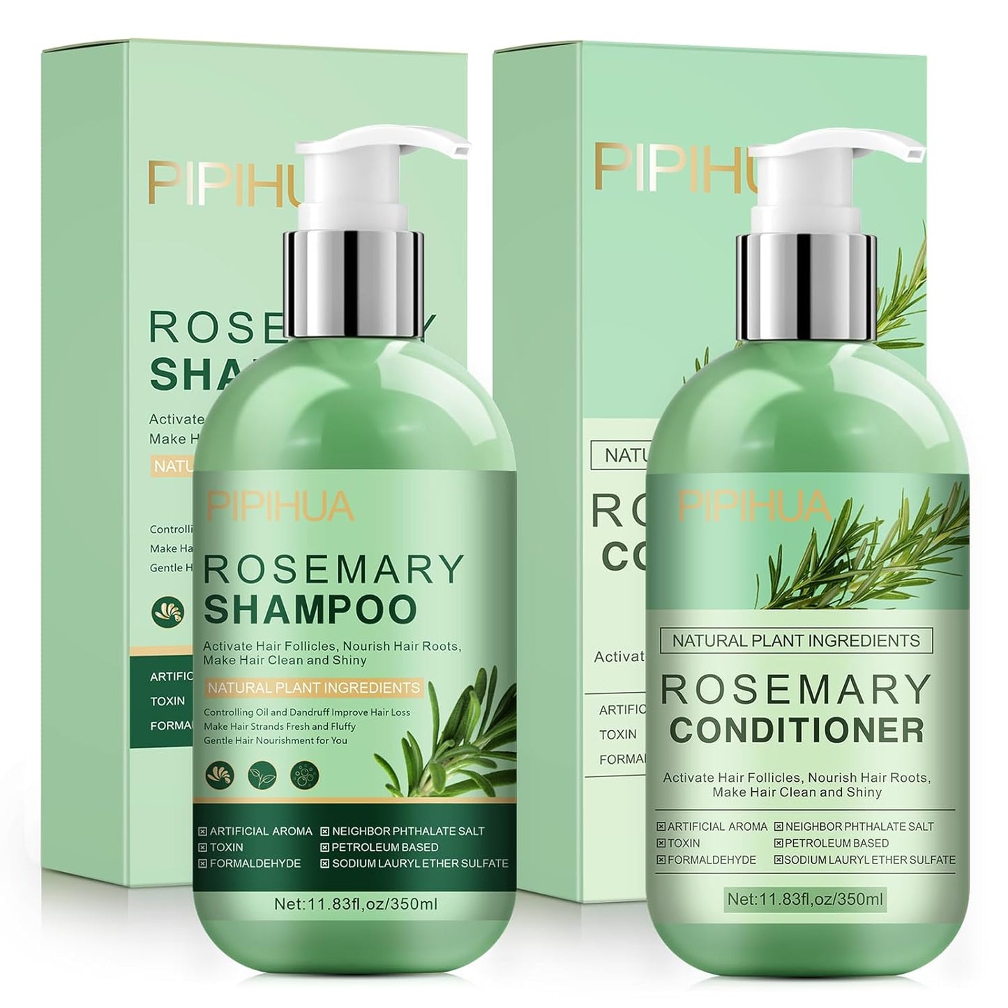 Rosemary Hair Growth Shampoo & Conditioner Set: Infused with Tea Tree Oil Mint Biotin - Cleanses and Helps Strengthen Weak and Brittle Hair - Promotes Hair Growth & Scalp Health for Men Women